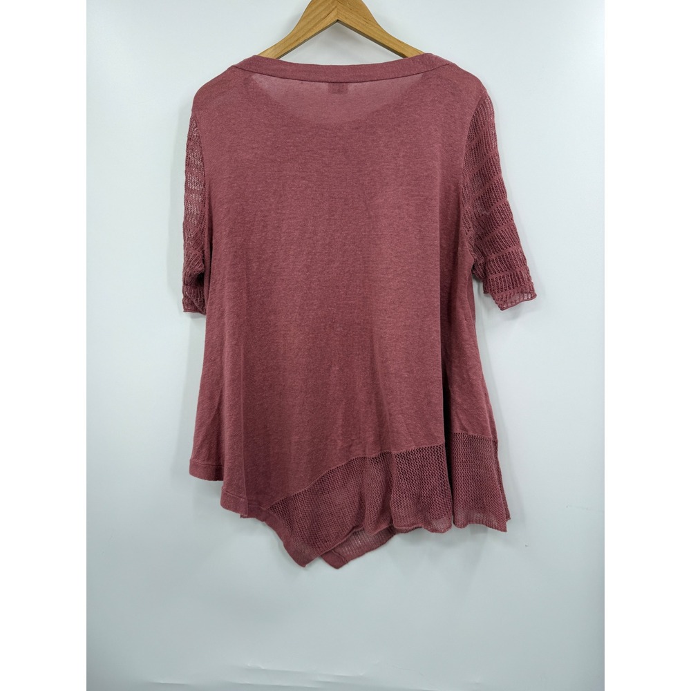 POETRY Linen Blend Asymmetrical Hem Knit Top Rose Mauve‎ Size 14 - Picture 6 of 8
